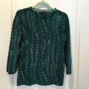 Talbots Cashmere Teal Feather Sweater Size L